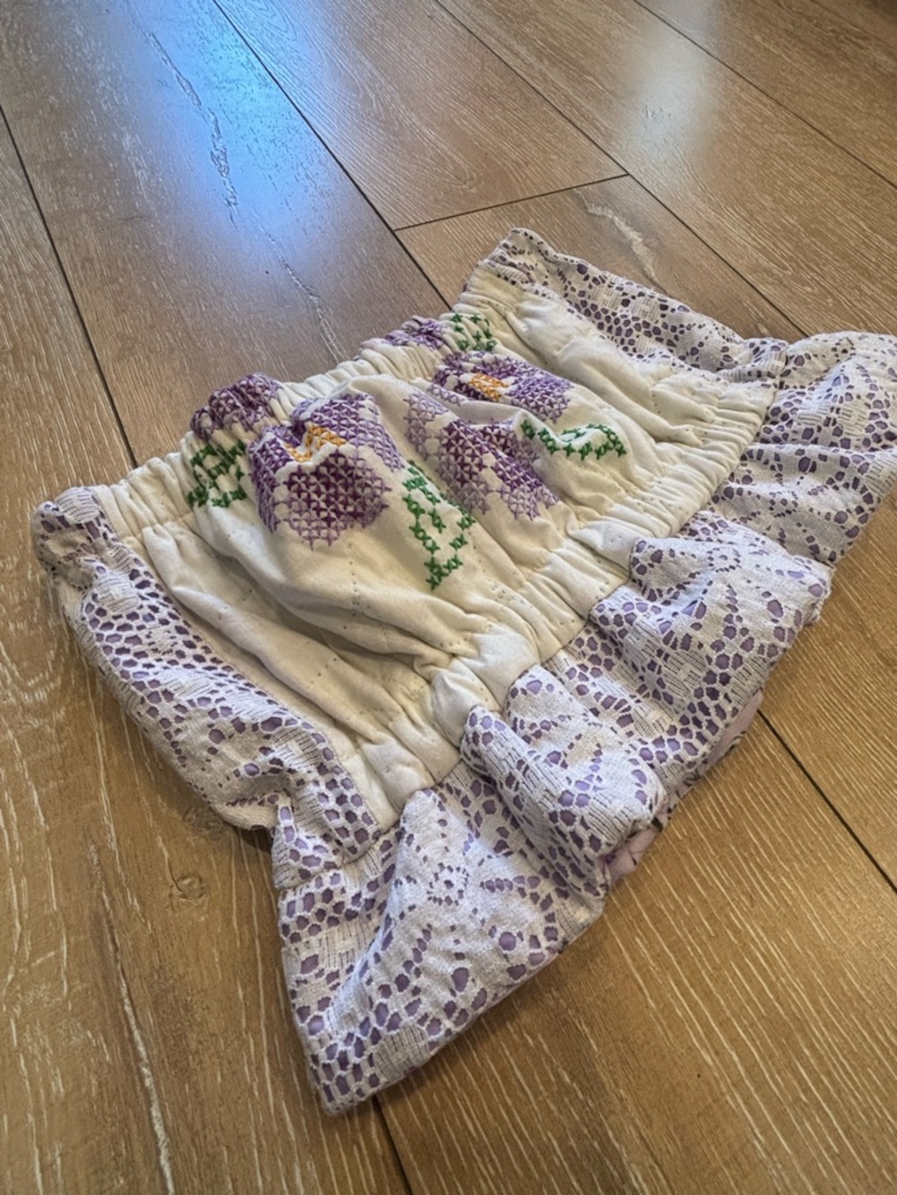 LoveShackFancy Quilted Cross-Stitch Lace Bandeau Tube Top - Picture 4 of 8
